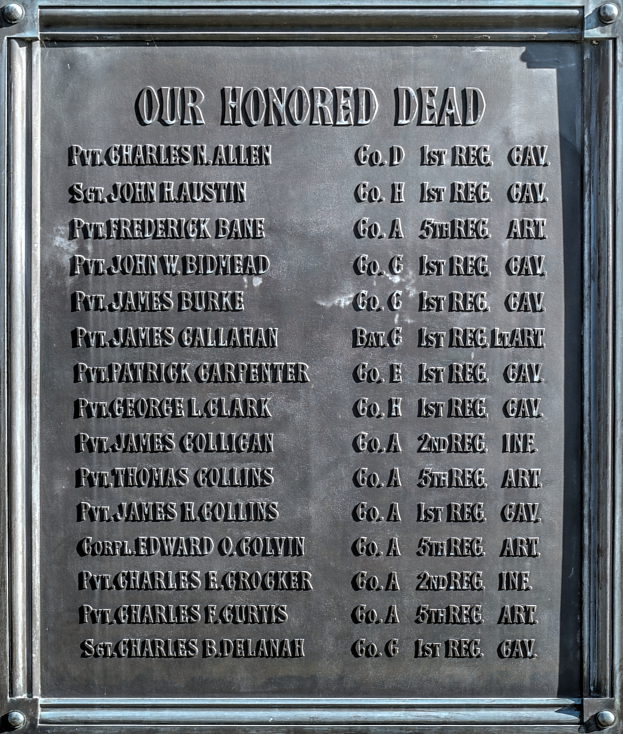 Eine metallene Gedenktafel an der Seite eines Gebäudes mit der Aufschrift "Unsere Ehrenvollen Toten".