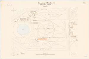 Eine detaillierte Karte von Berlin, Deutschland, mit der Universität Münster in der Mitte, die Gebäude, Straßen und andere Merkmale sowie Text zeigt, der Informationen über die Größe, den Standort und die Annehmlichkeiten der Universität bietet.