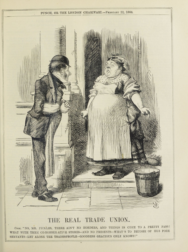 Ein Blatt Papier mit einer Zeichnung eines Mannes und einer Frau neben einem Eimer und dem Text 'Die Echte Gewerkschaft' darunter.