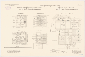 Ein detaillierter Grundrissplan des ehemaligen Bürogebäudes des deutschen Bundeskanzlers, der den Aufbau des Gebäudes mit verschiedenen Räumen und Textannotationen zeigt.